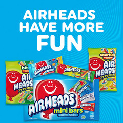 Airheads Chewy Candy Bars, Assorted Flavors, Nut Free, Regular Size, 33 oz, 60 C