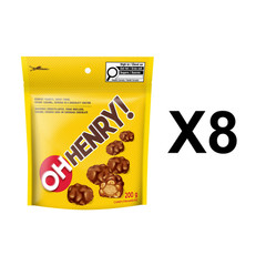 Oh Henry! Chocolate Mini Bites Pouch 200g Peanut Caramel Fudge Bar (8 Packs)
