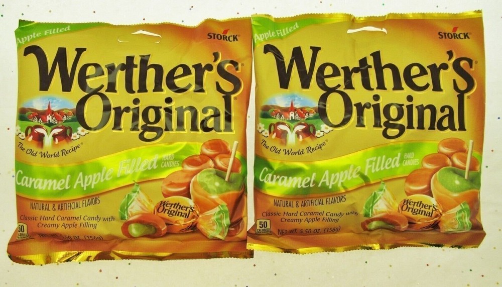 Werther’s Original Caramel Apple Filled 5.5oz Bags Werthers Candies ~ Lot of 2