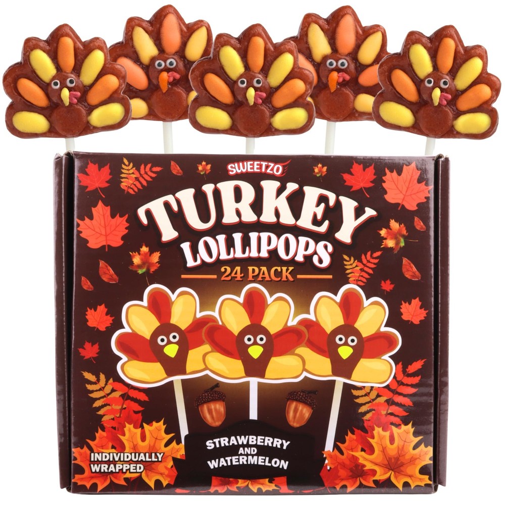 Turkey Lollipops, Individually Wrapped Thanksgiving and Fall Themed Candy, St…