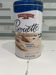 Pepperidge Farm Pirouette Cookies French Vanilla Flavored Wafers 13.5 Oz Tin