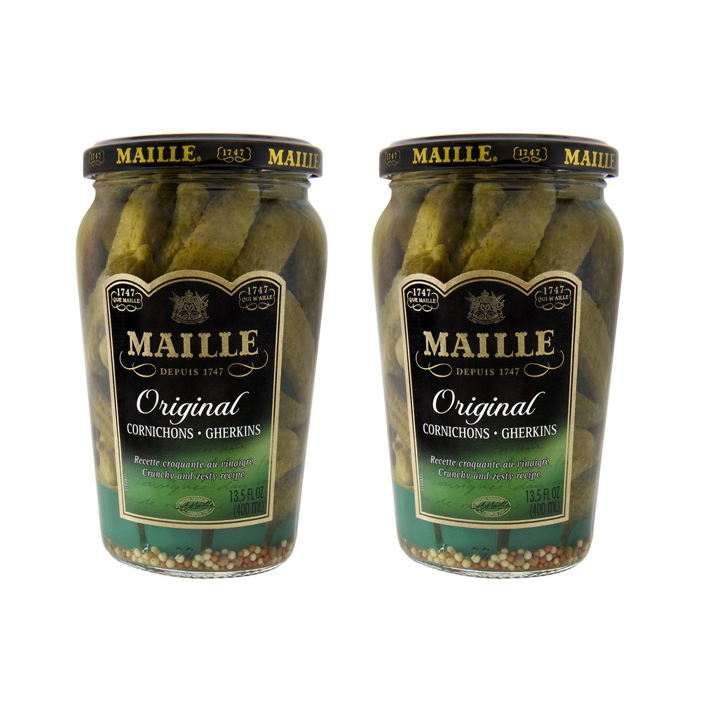 Maille Pickles 2 count Cornichons Original 13.5 Fl Oz (Pack of 2), Green