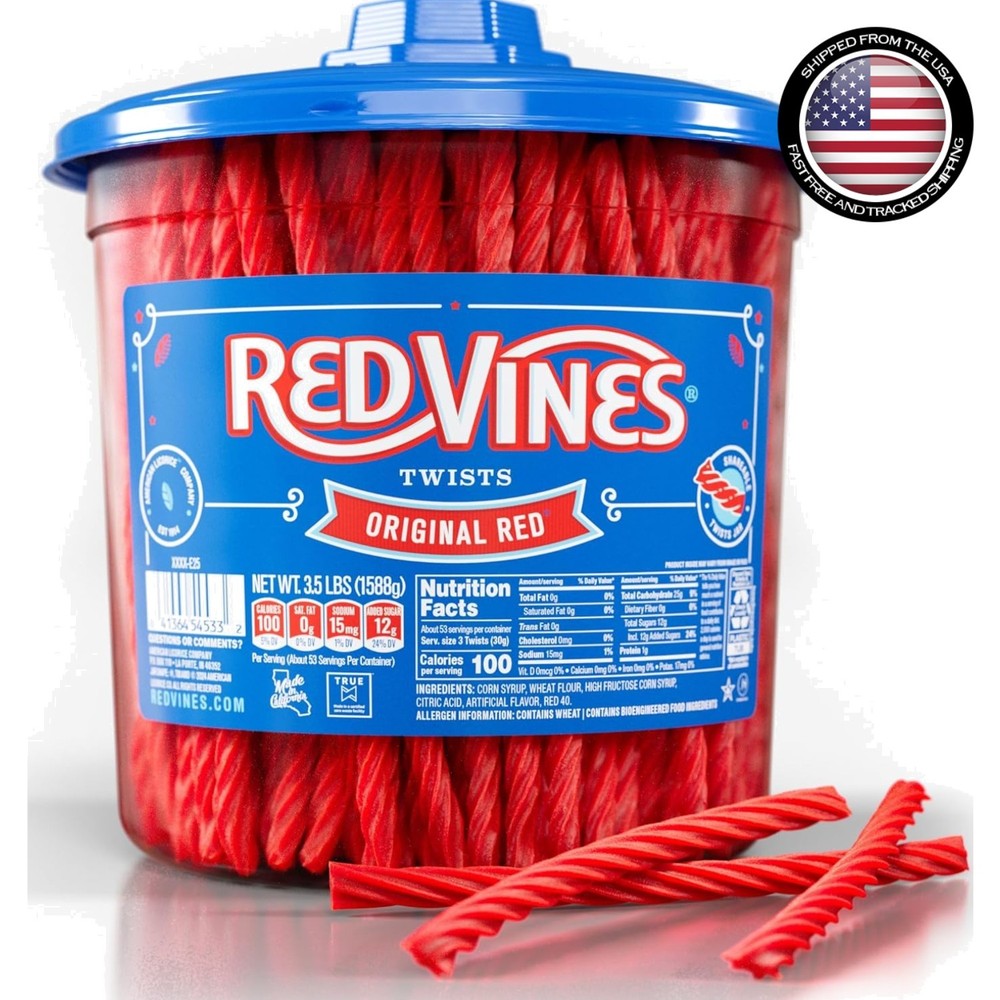 Soft & Chewy Red Licorice Twists – 3.5 Lb Resealable Jar Delight