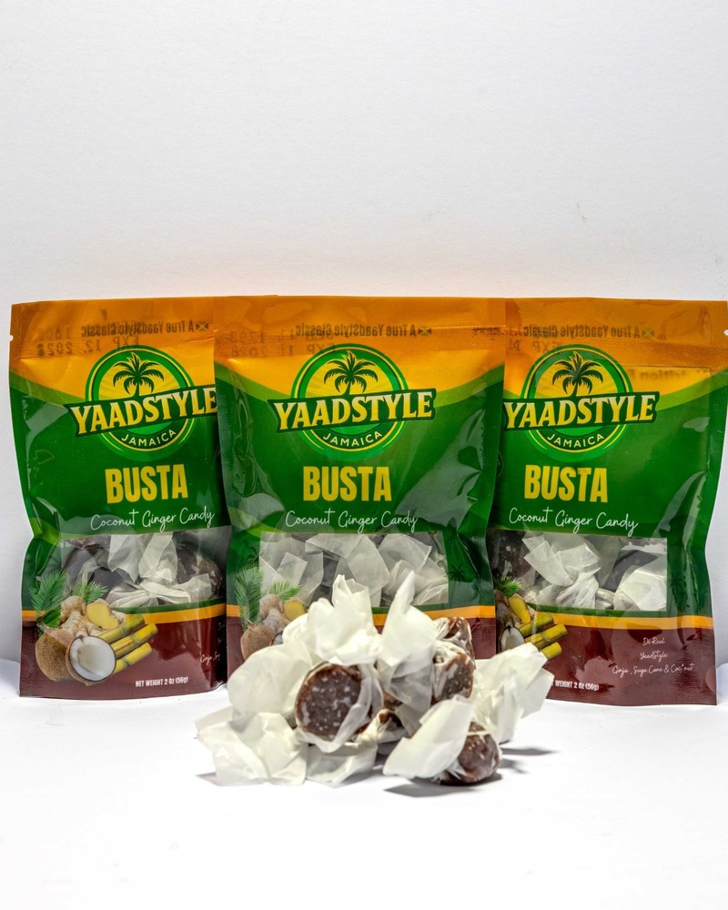 YaadStyle Busta Coconut Ginger Candy Jamaican Sweet 3 Pack Chewy 2oz Bags