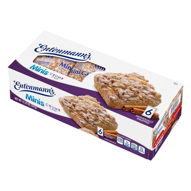 Entenmann’s Minis Crumb Cake, 6 Individually Wrapped Snack Cakes per box