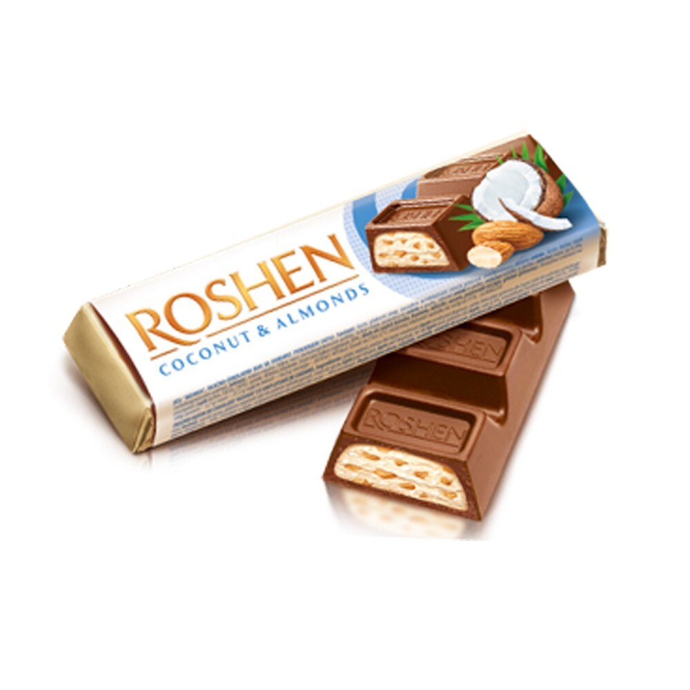 5pcs «ROSHEN» with coconut and almonds 38g / начинка с кокосом и миндалем 38г