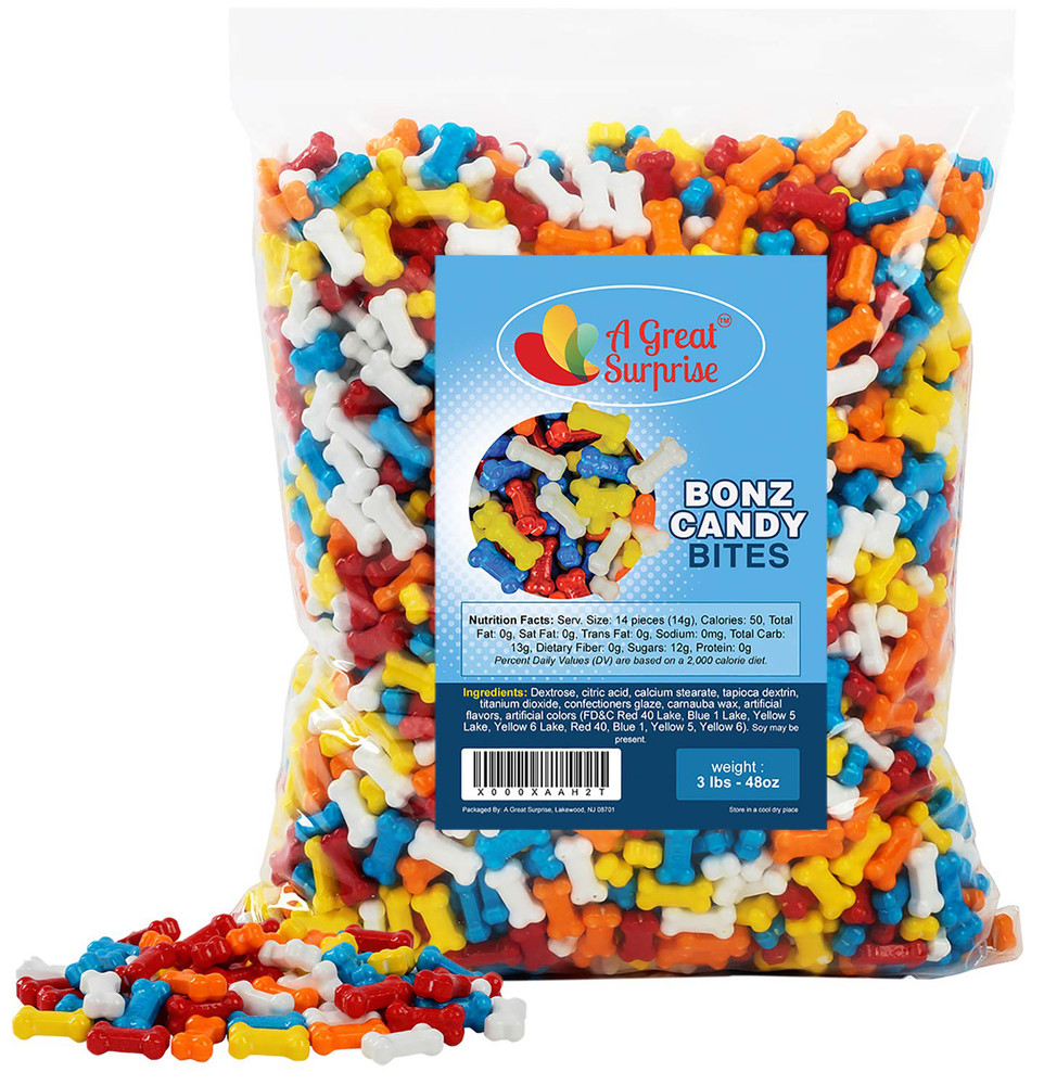 Candy Bones – Candy Bonz – Dog Bone Shape Candy, Assorted, Bulk 3 LB Party Bag F