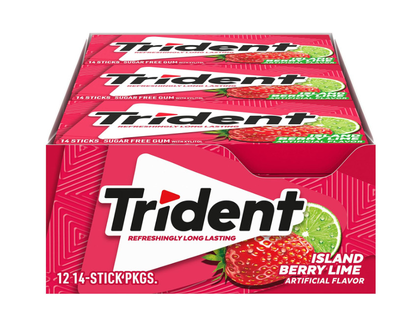 Trident Island Berry Lime Sugar Free Gum,12 Packs of 14 Pieces (168 Total Piece)