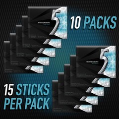 5 GUM Wintermint Ascent Sugar Free Chewing Gum Refreshing Chilling Minty Flav…