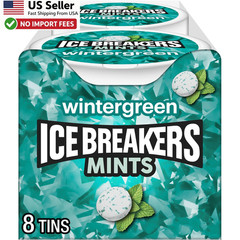 ICE BREAKERS Wintergreen Sugar Free Mints Tins 1.5 oz 8 Count Mints FROM USA