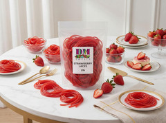 Premium Strawberry Licorice Laces – 2 Lbs of Fresh Thin Shoestring Soft and Chew