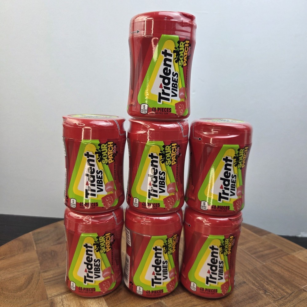 Trident Vibes SOUR PATCH KIDS Redberry Sugar Free Gum 7 – 40 Piece Bottles 12/25