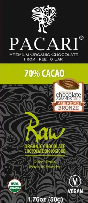 Pacari Raw 70% Cacao Chocolate Bar – 1.76 oz. 50 g.