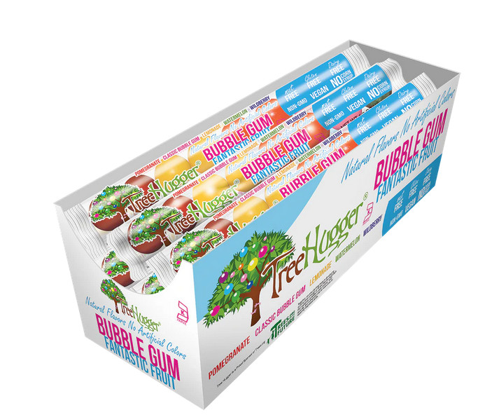 Tree Hugge All Natural Bubble Gum, Fantastic Fruit Flavor, 12Pack, 1.6 oz Each