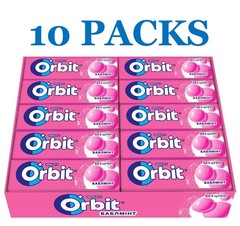 10×14 g. WRIGLEY’S ORBIT BUBBLEMINT CHEWING GUM SUGAR-FREE (100 pieces total)