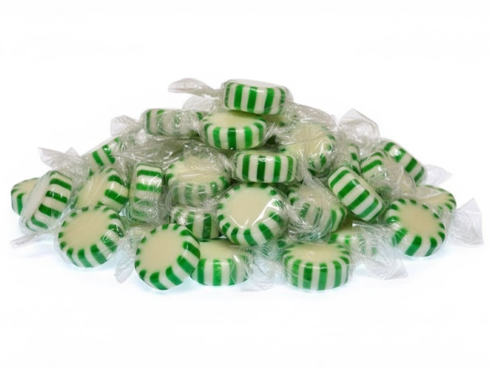 Arcor Spearmint Premium Hard Candy, Green White Center Mint Starlight Candies |