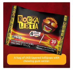 Sonric’s Rockaleta Lollipops, Mexican Lollipop with Bubble Gum Center, 20 Count