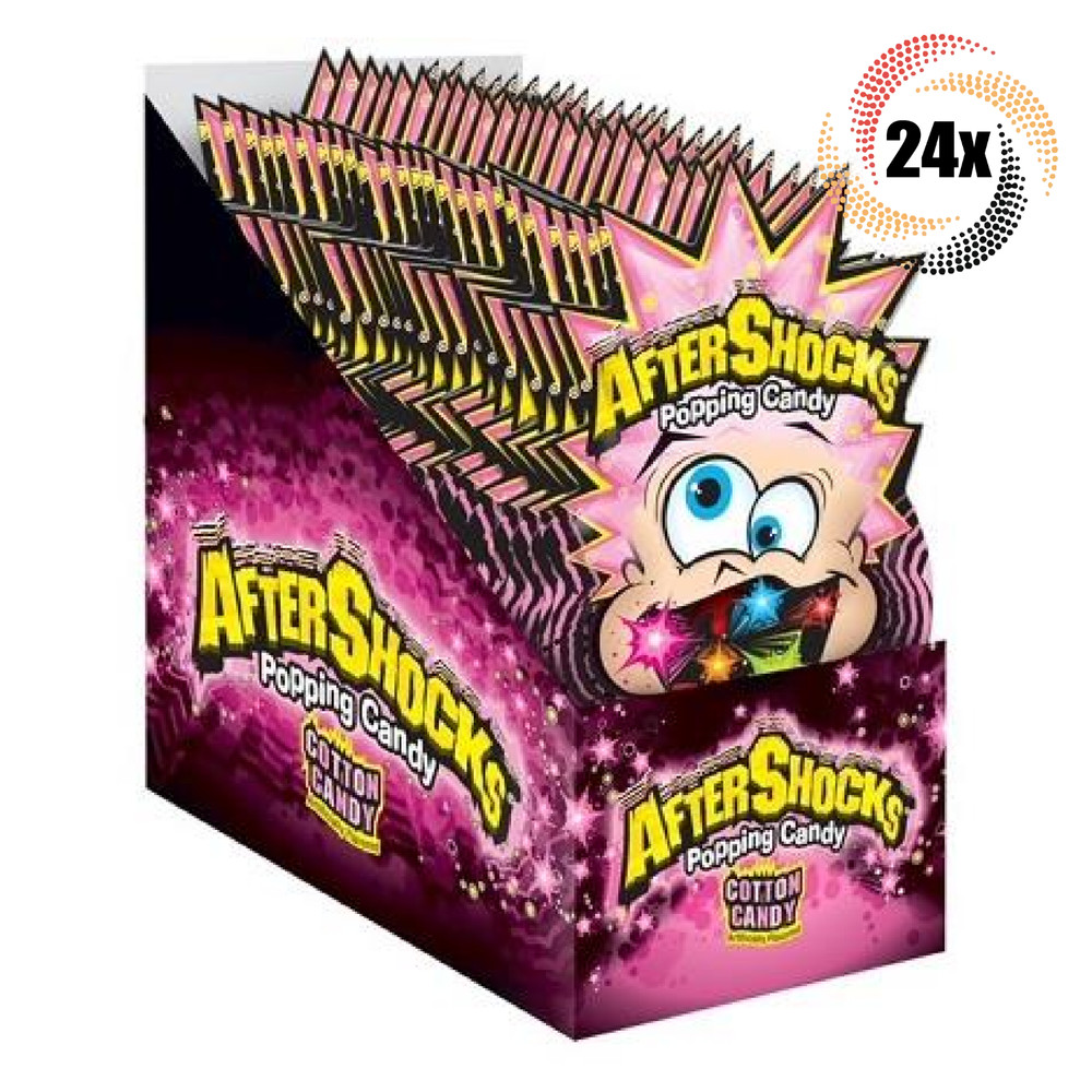 Full Box 24x Packs AfterShocks Tasty Cotton Candy Flavored Popping Candy | .33oz