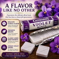 Choward’s Violet Mints Old Fashioned Candy Nostalgia 6 Pack Rolls