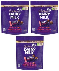 Cadbury Dairy Milk Minis Fruit and Nut, Milk Chocolate 144g (3 Pack)