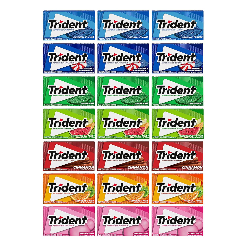 Sugar-Free Chewing Gum Variety Pack Candy, Assorted Flavors, 21 Packs of 14 Piec