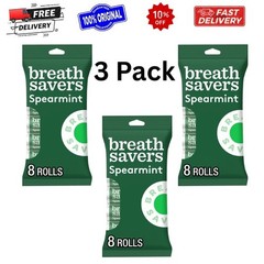 Breath Savers spearmint Flavored Sugar free Breath mints,Rolls 0.75 oz,8 Count..
