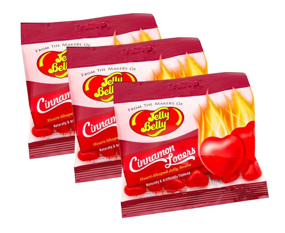 Jelly Belly CINNAMON LOVERS Heart Shaped Jelly Beans Candy LOT of 3 Gluten Free