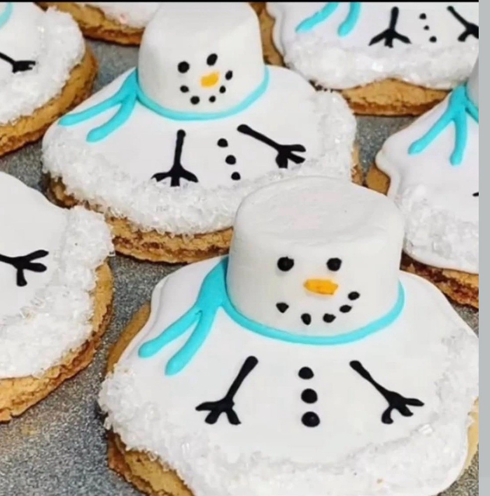 Christmas Cookies Melted Snowman Cookies Set Of 12