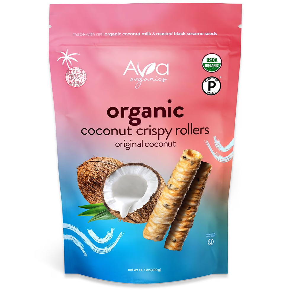 AVA Organics Organic Original Coconut Crispy Rollers 14.1 oz FREE SHIPPING