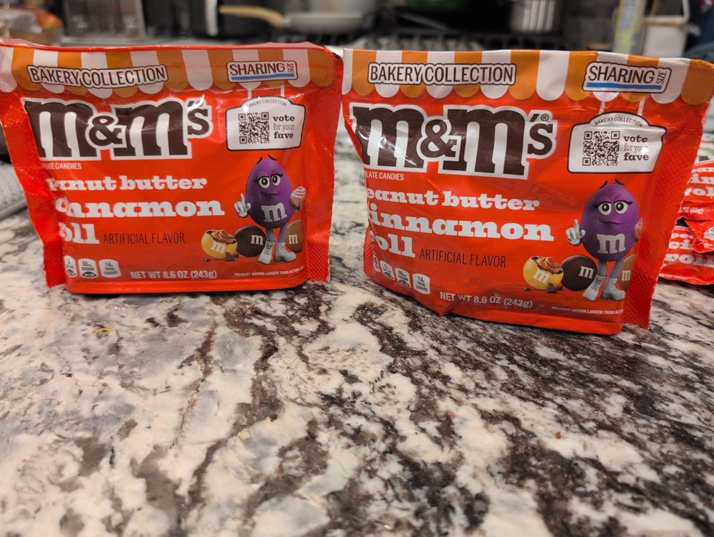 2x Limited M&M’s Bakery Collection Peanut Butter Cinnamon Roll 8.6 oz 2 Bags