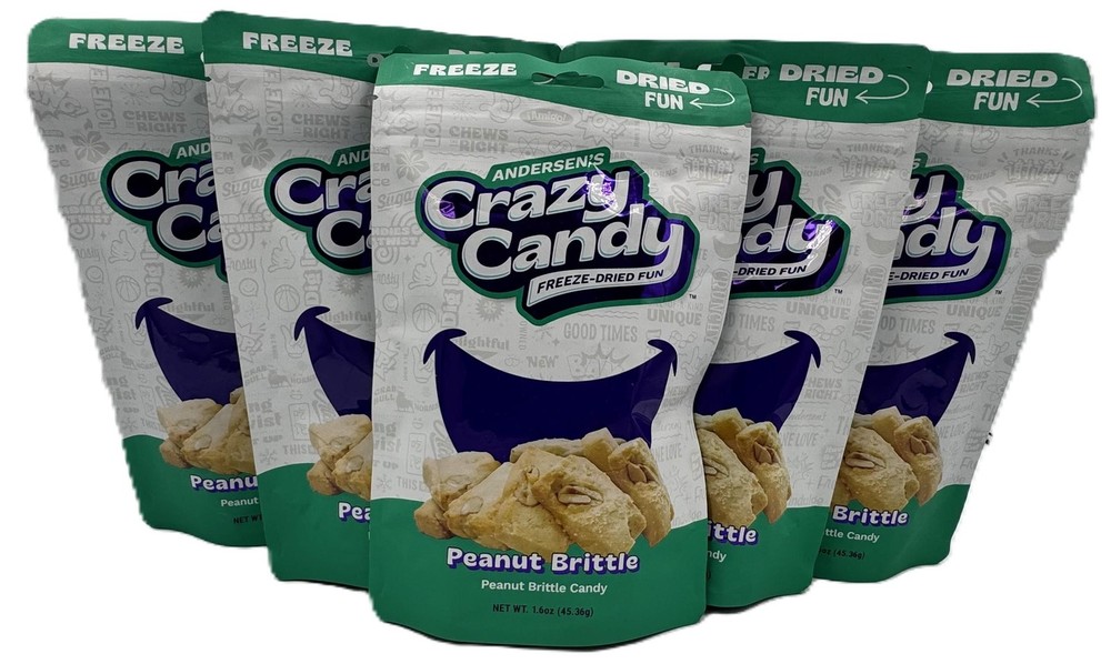 5PK Freeze Dried Peanut Brittle Crazy Candy Buttery Crunchy Treat Exp 10/26