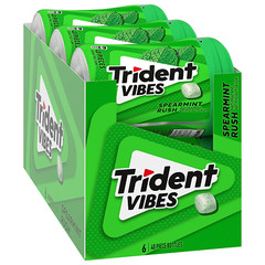 Vibes Spearmint Rush Sugar Free Gum, 6 Bottles of 40 Pieces (240 Total Pieces)
