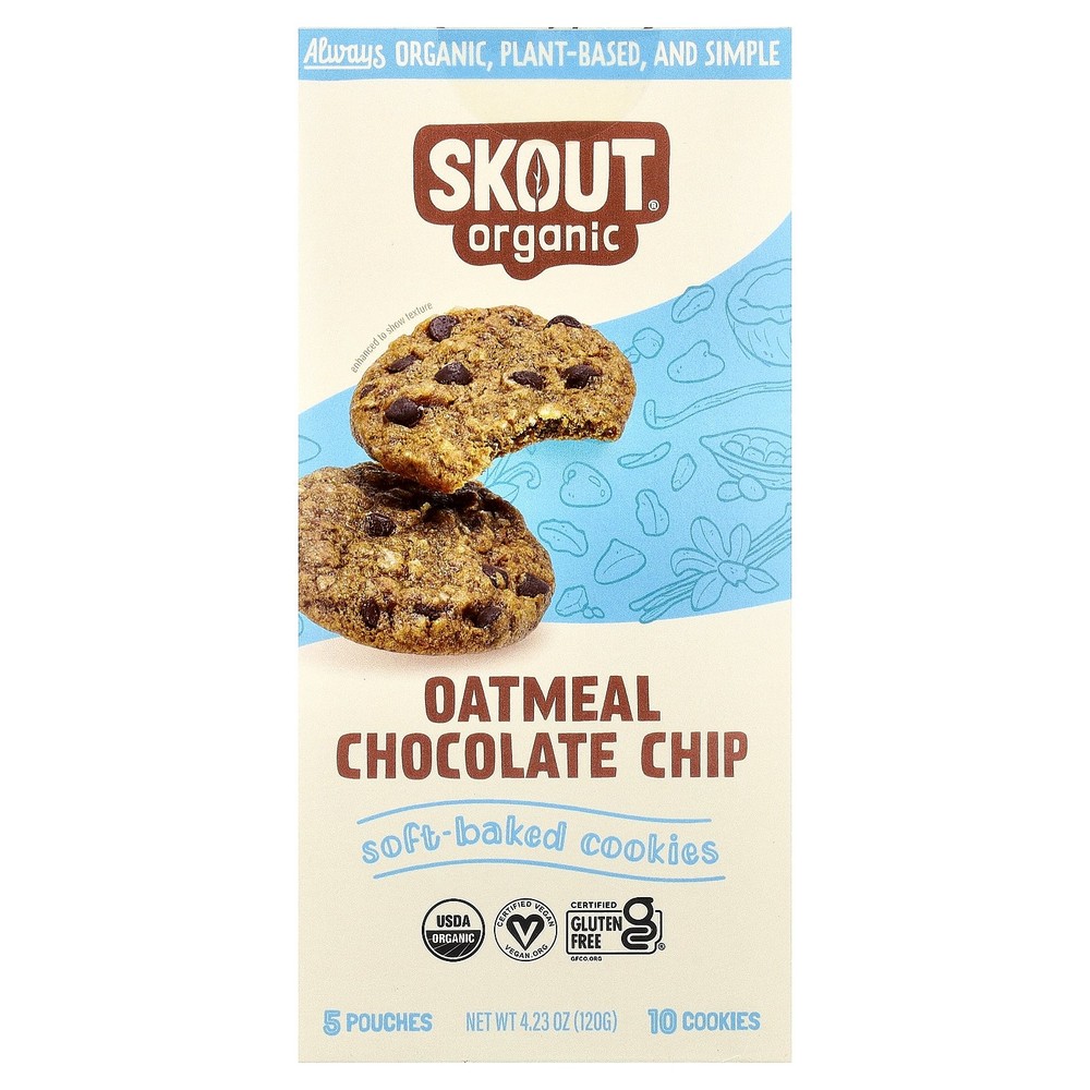 Soft-Baked Cookies, Oatmeal Chocolate Chip, 5 Pouches, 2 Cookies (24 g) Each