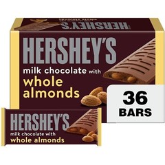HERSHEY’S Milk Chocolate with Whole Almonds Candy Bars, 1.45 oz, 36 Count