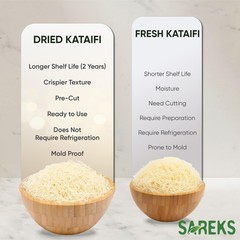 Kataifi Shredded Fillo Dough 500g (17.6 oz) – Dried Chopped, Unsalted, Plant-…