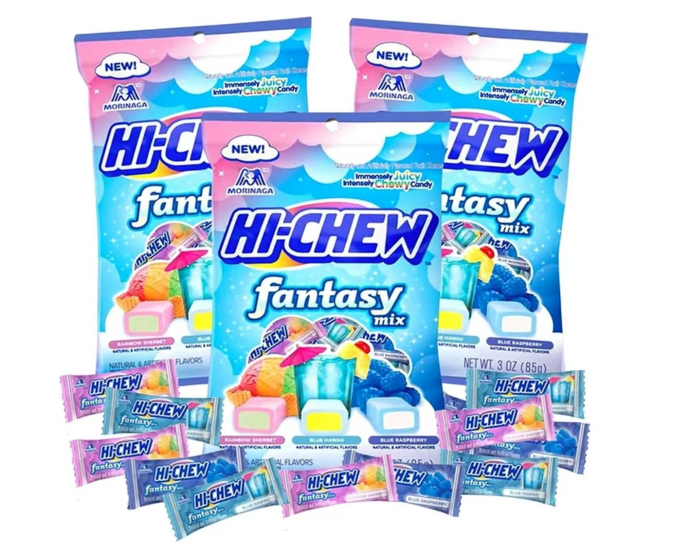 Hi Chew Fantasy Mix-Rainbow Sherbet,Blue Hawaii, Blue Raspberry 3oz(Three Pack)