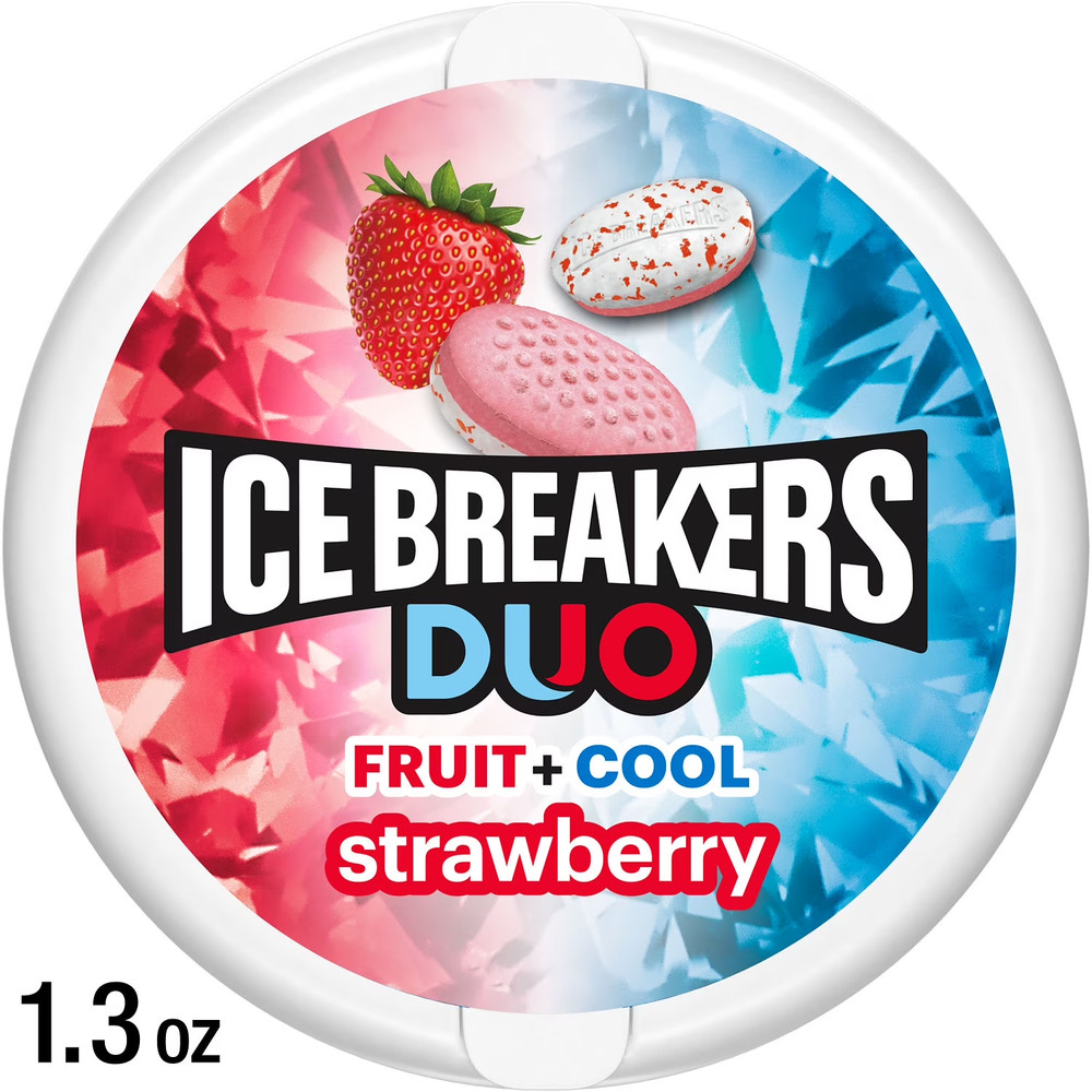 Ice Breakers Duo 1.3 oz. Fruit + Cool STRAWBERRY Sugar Free Breath Mints BB 7/27