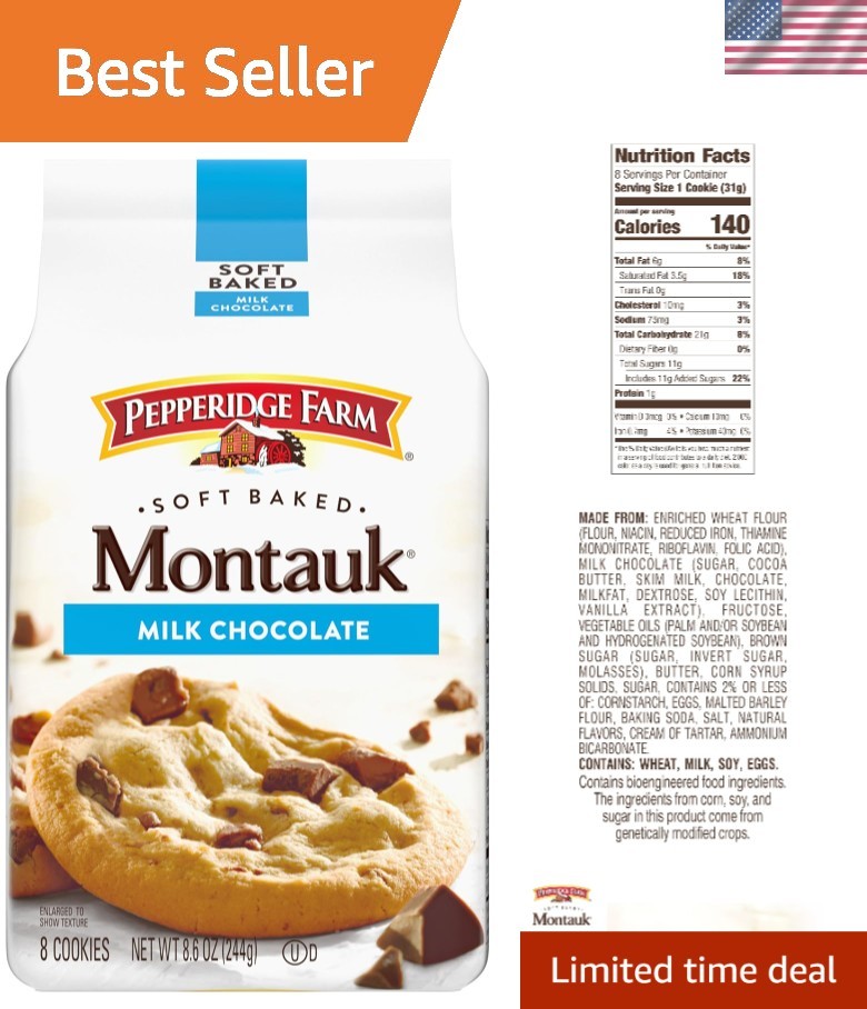 Montauk Soft Baked Milk Chocolate Chunk Cookies, 8.6 Oz – 8 Delicious Treats