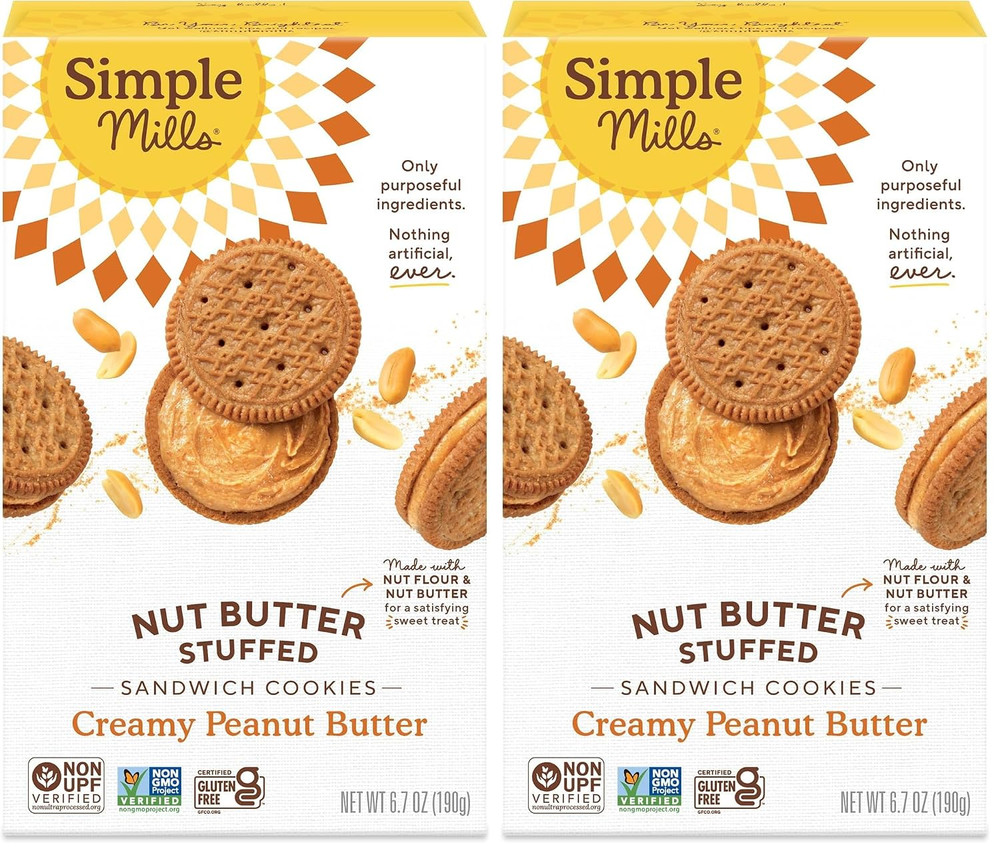 , Creamy Peanut Butter Sandwich Cookies – Gluten Free, Vegan (Pack of 8)