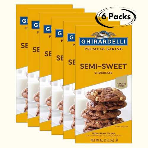 Ghirardelli Chocolate Baking Bar, Semi-Sweet Chocolate, 4-Ounce Bars – PACK OF 6