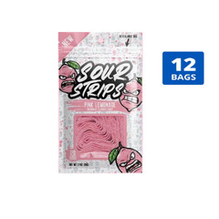12x Bags Sour Strips New Pink Lemonade Flavor Candy – 3.4oz