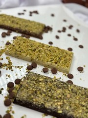 White Dubai chocolate bar with nuts on top & filling inside made with love 130g!