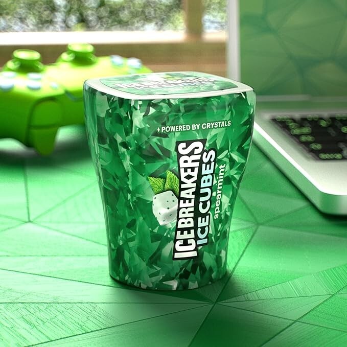 ICE BREAKERS Ice Cubes Spearmint Sugar Free Chewing Gum 40 pieces ( Pack of 3)