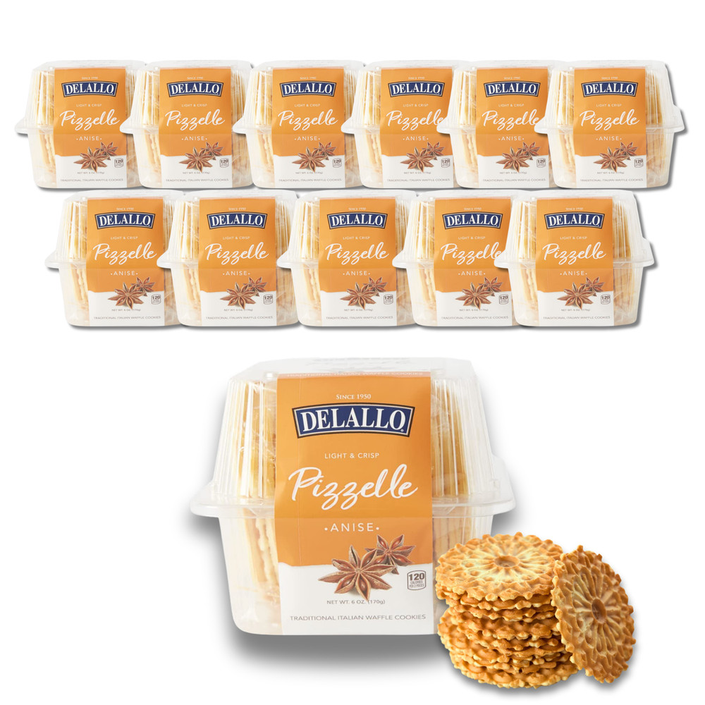 DeLallo Anise Pizzelle Cookies, Light Waffle Texture, Italian Baked (12-Pack)