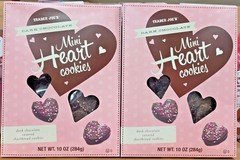 2 Pack Trader Joe’s Dark Chocolate Mini Heart Cookies 10oz 284g each box RARE