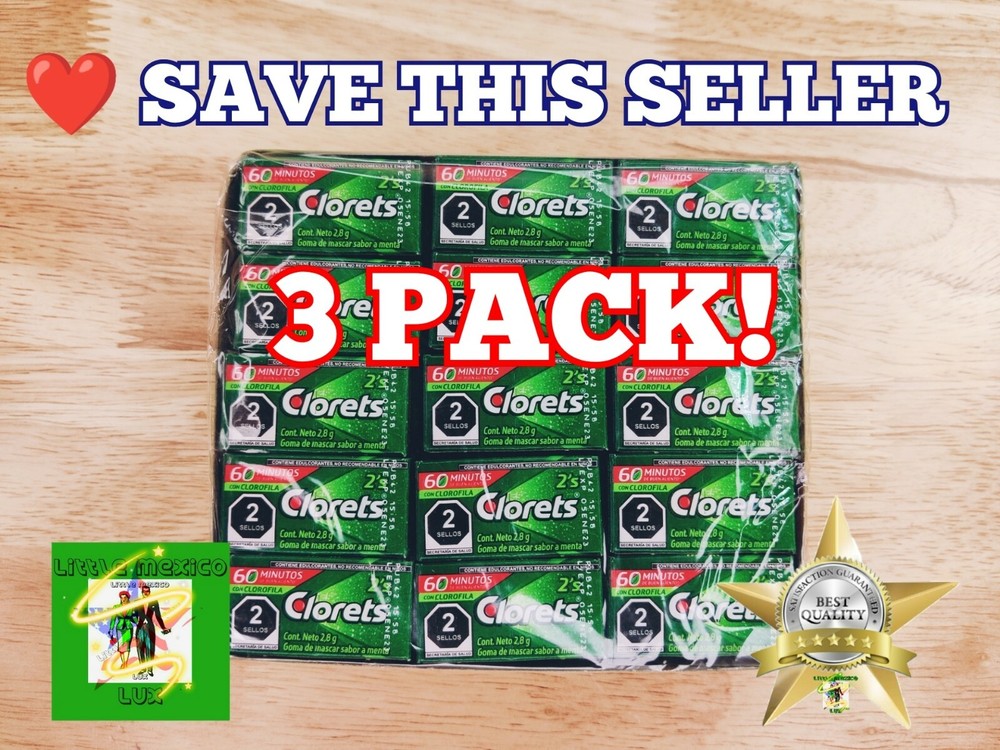 3 PACK! CLORETS 60 PACK OF MINT Flavored Gum 360 Pieces Of Gum !⚡🚚