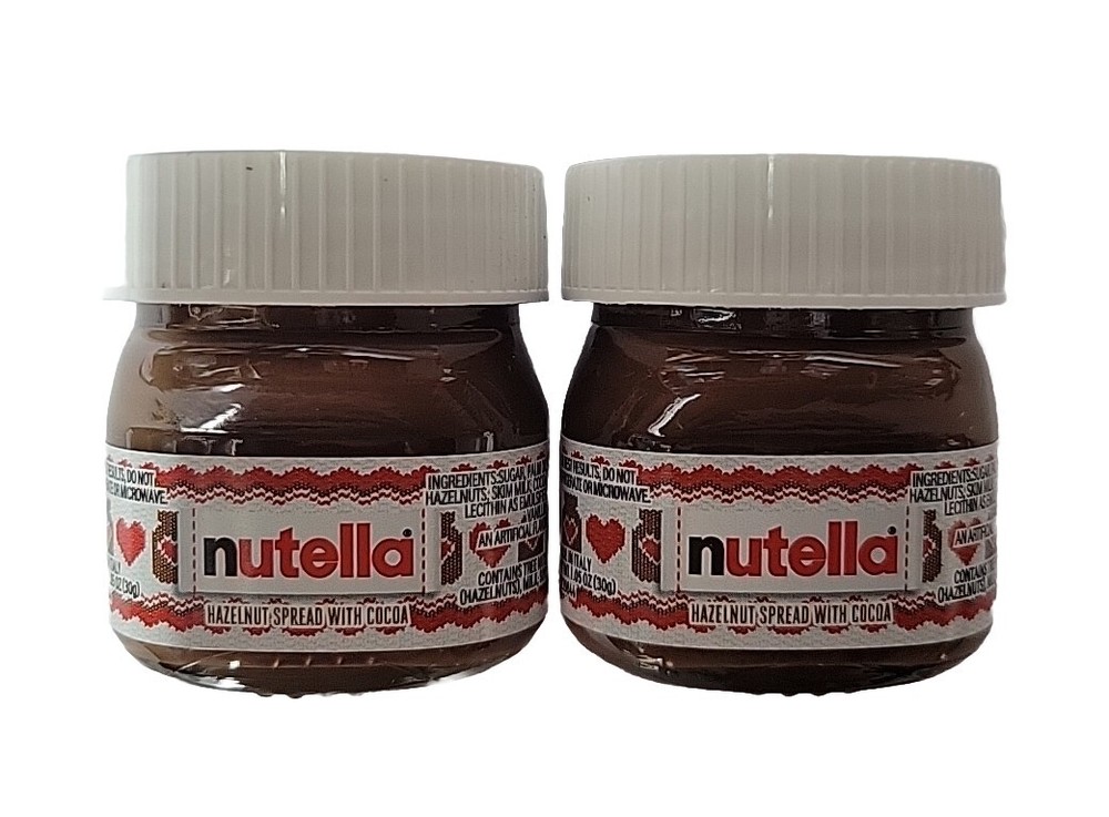 2 Nutella Mini Crystal Jar 1.05oz (30g) Made In Italy Hazelnut Spread With Cocoa