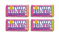 Tony’s Chocolonely White Chocolate Raspberry Popping Candy 4 Pack 6.35Oz