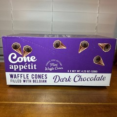 6 Packs Cone Appetit Dark Chocolate Mini Waffle Cone 4.23 Oz Each