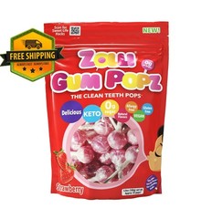 Zollipops Gum Pops Strawberry Sugar Free Lollipops Keto 5.6oz